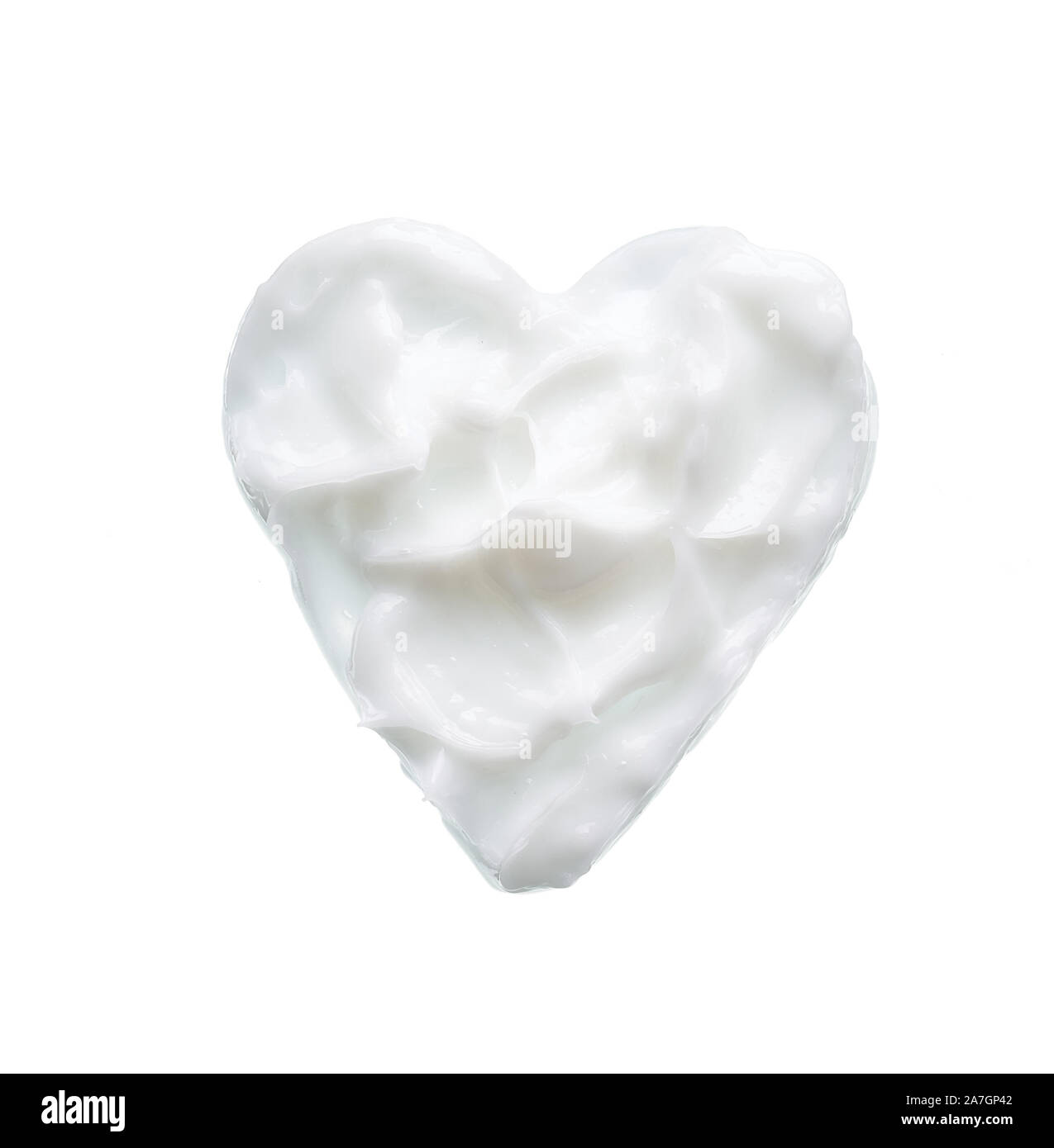 White texture and smear of face cream or white acrylic paint isolated on white background Stock