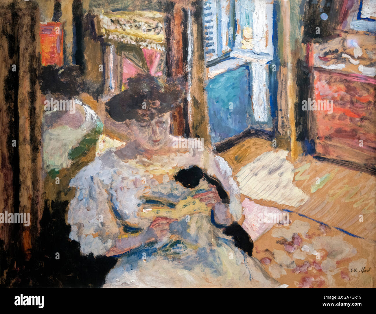 The Dressing Room, Madame Hessel Reading at Amfreville, Édouard Vuillard (1868-1940), oil on canvas, 1906 Stock Photo