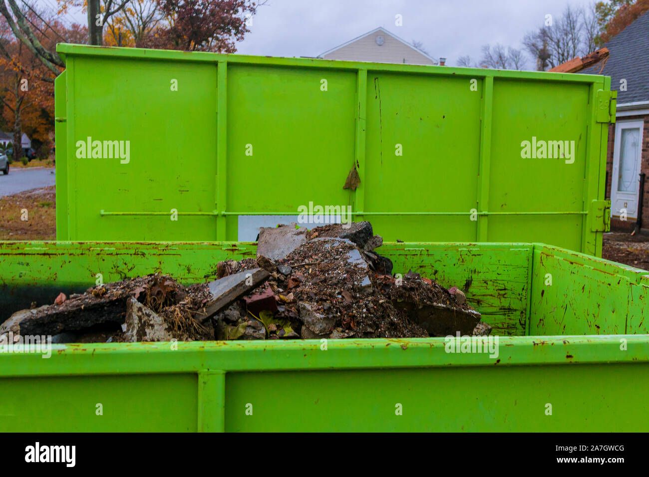 Construction Trash Garbage Dumpsters Metal Container House Renovation Stock  Photo by ©photovs 390643860