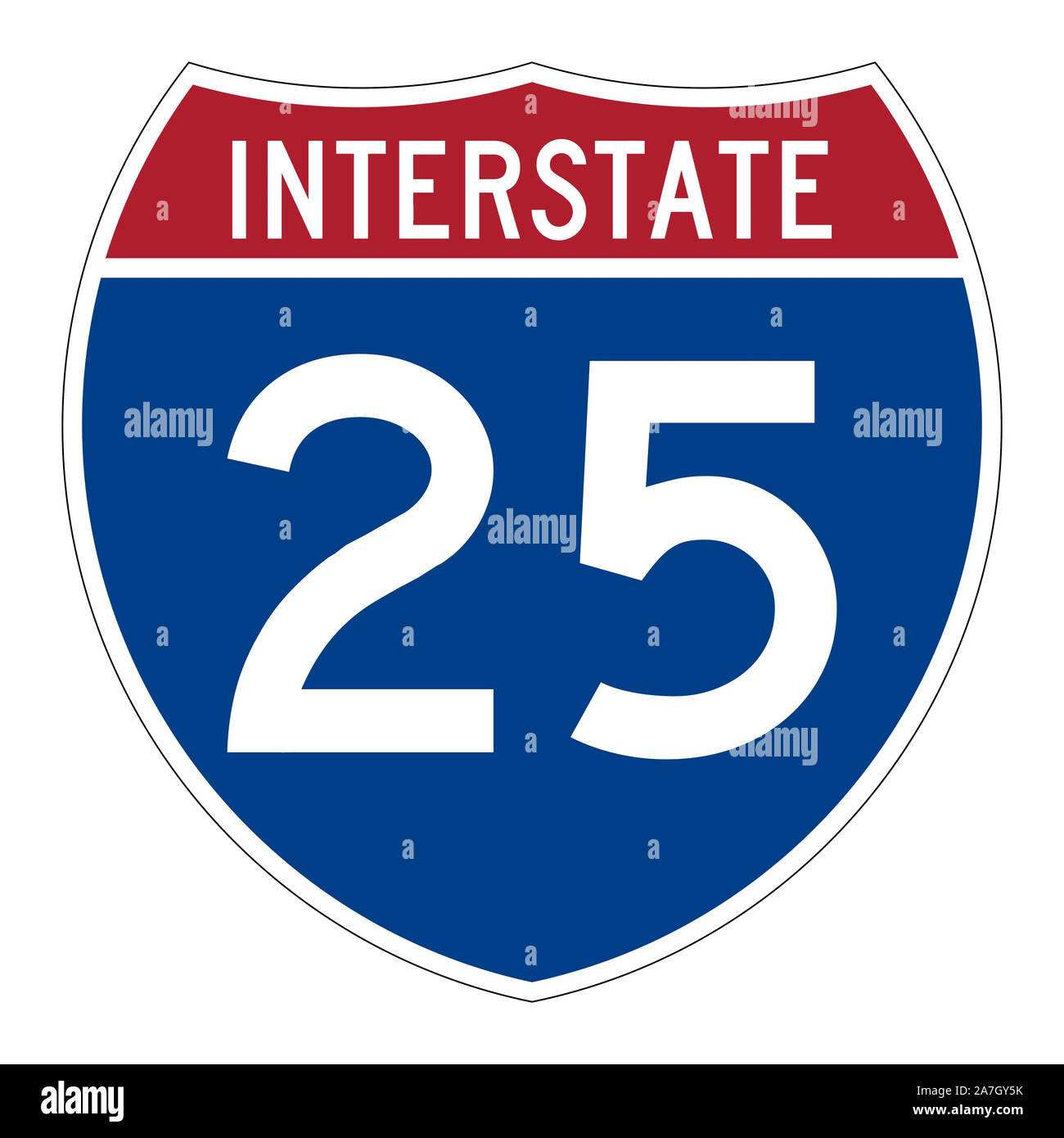 Interstate highway 25 road sign Stock Photo Alamy