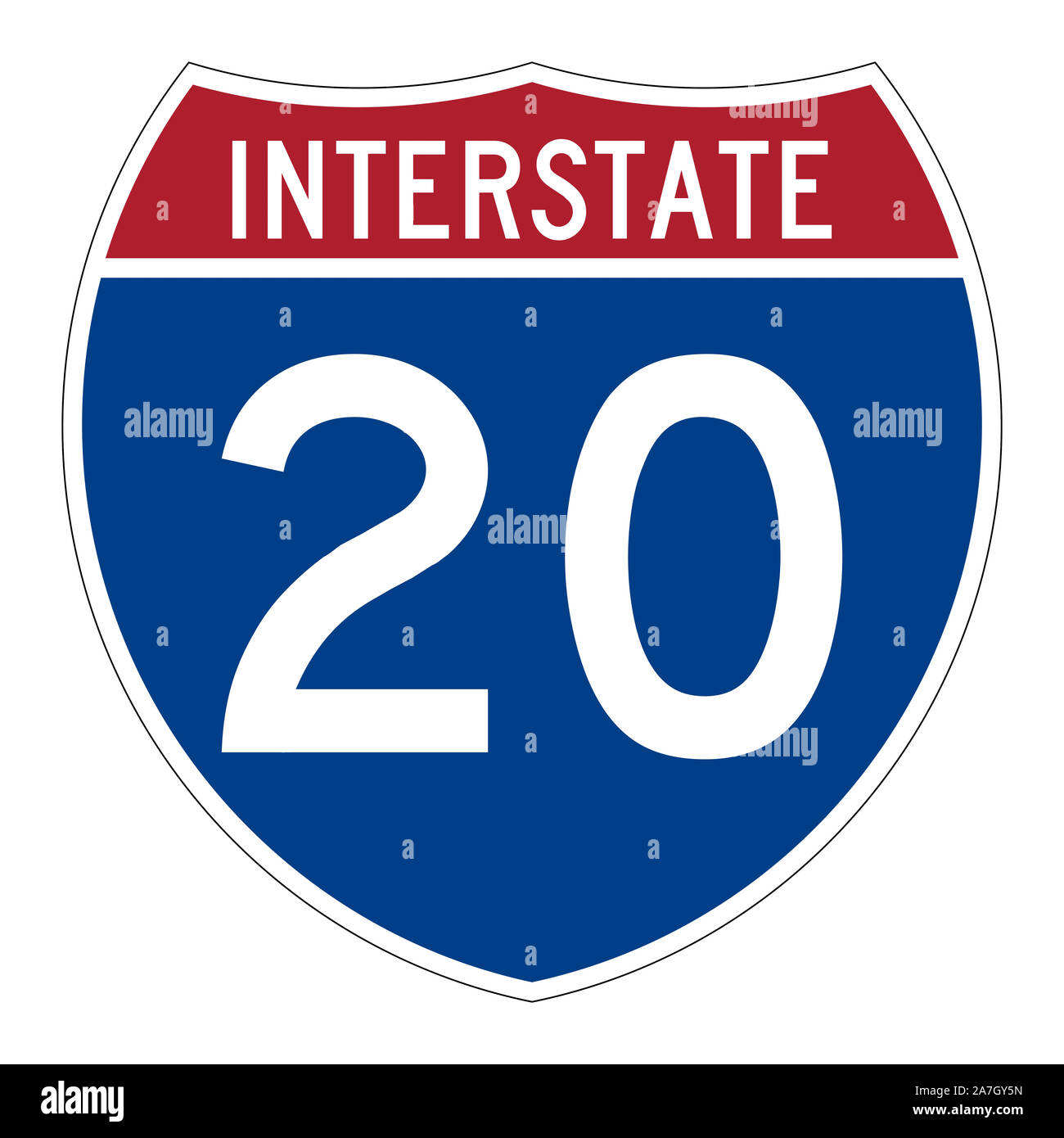 Interstate highway 20 road sign Stock Photo Alamy