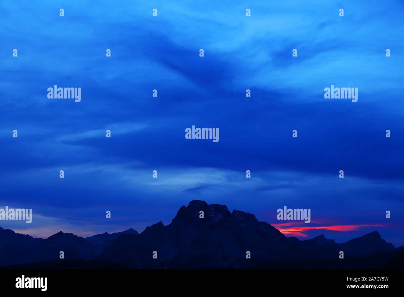 Sunset alpine light in the Dolomites, Italy, Europe Stock Photo - Alamy