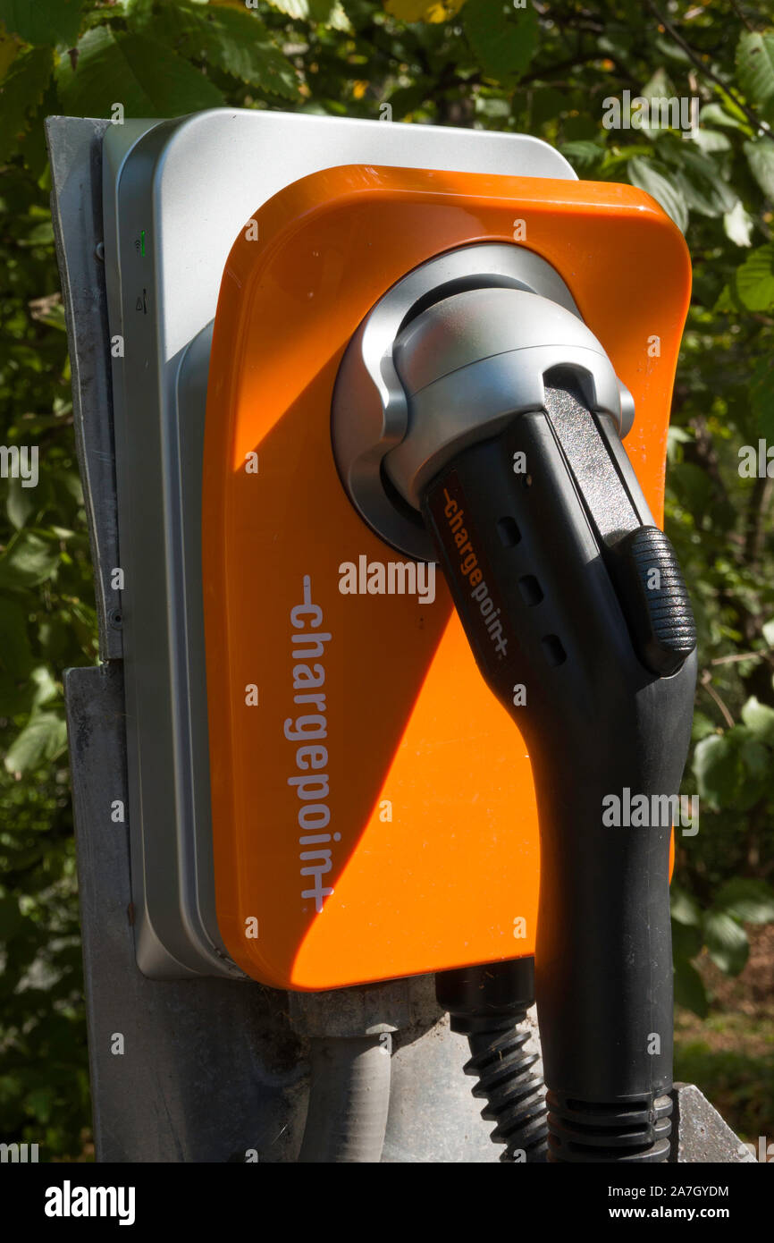 Electronic Vehicle Autonomous Renewable Charger in New York City, USA Stock Photo
