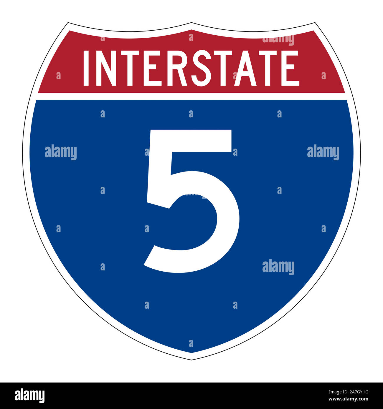 Interstate highway 5 road sign Stock Photo Alamy