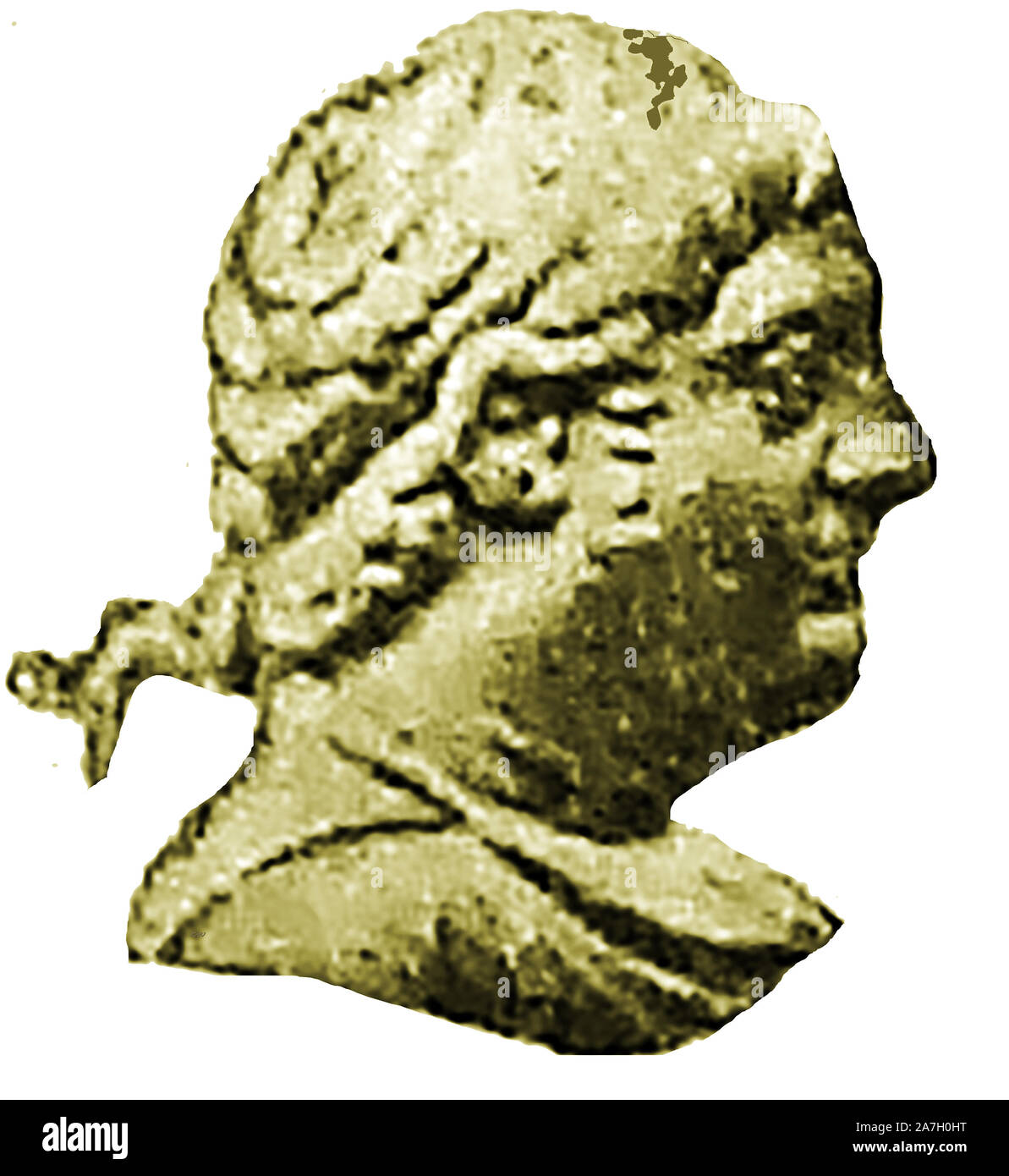 A portrait of Ptolemy IV (from a coin of the time) (Ptolemy IV Philopator)     He was  was the fourth King (Pharaoh) of Ptolemaic Egypt from 221 to 204 BC and was the son of Ptolemy III and queen Berenice II Stock Photo