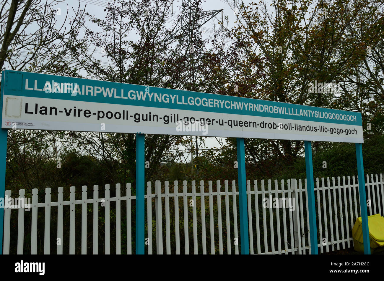 llanfair pg, North Wales, Snowdonia, UK - October 2019: longest station name. Stock Photo
