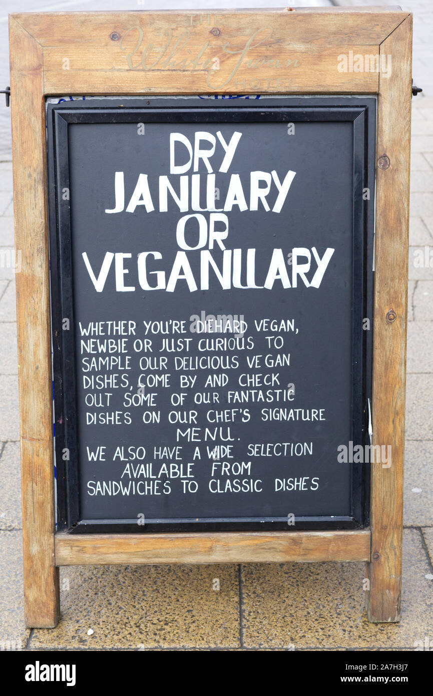 Dry January or veganuary blackboard. Stock Photo