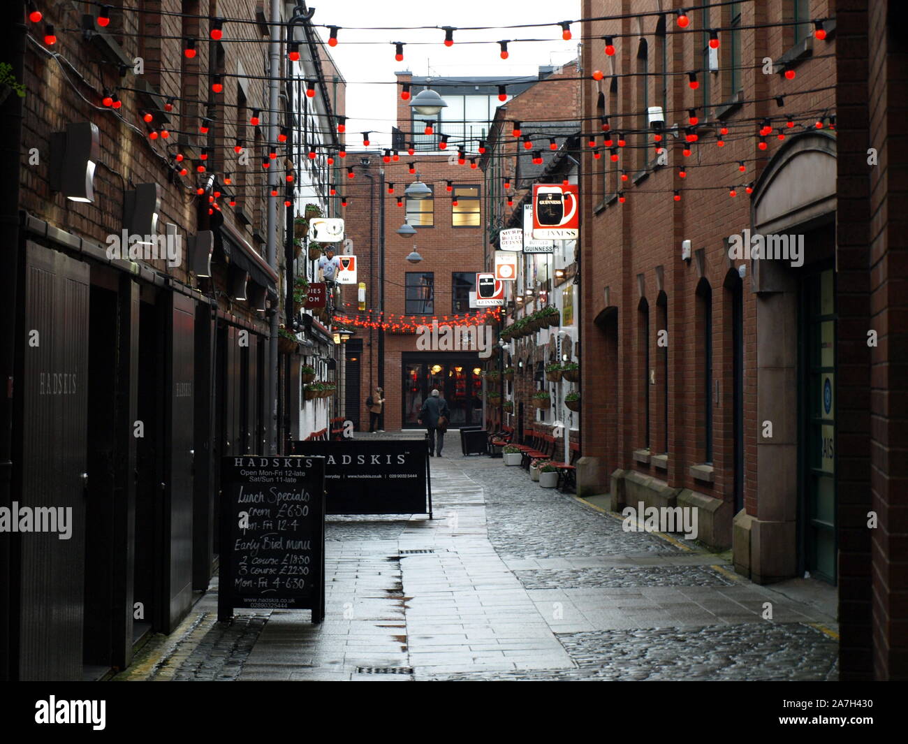 Commercial Court in Belfast's Cathedral Quarter - Historic Area in Belfast City Centre. Stock Photo