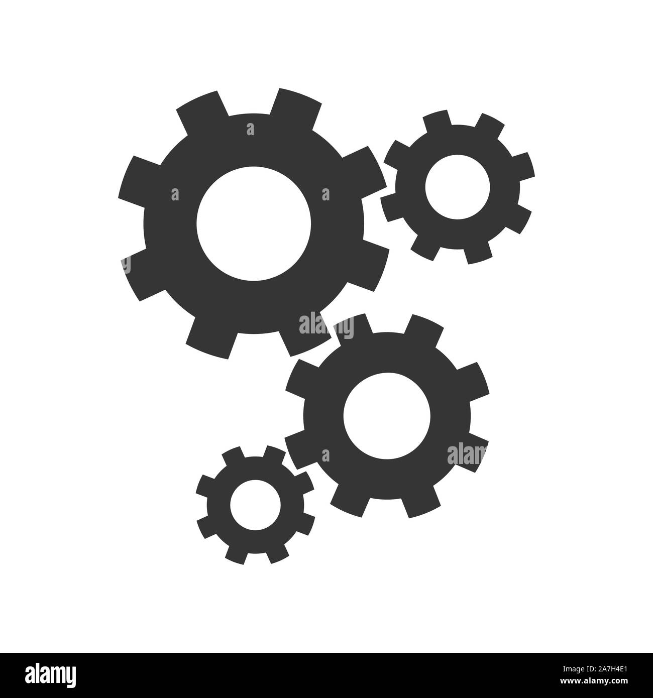 Gears on a white background. Gear vector icon. Black gears in flat ...