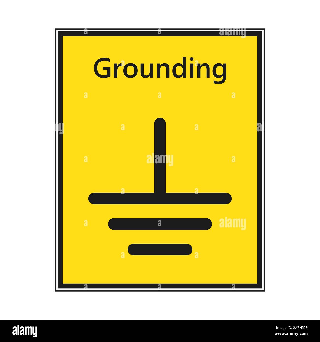 Electrical grounding symbol - vector. Grounding icon isolated. Vector black icon. Protective Earth ground sign in flat design Stock Vector