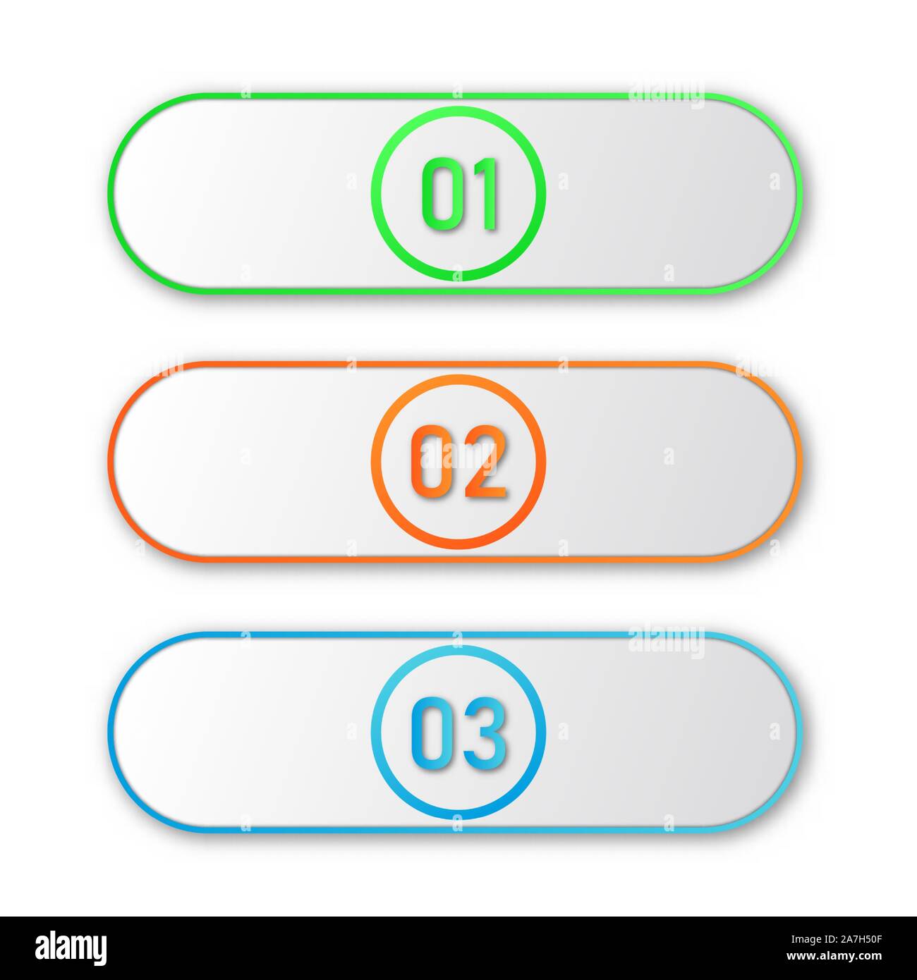 Colored process steps. Vector Infographic elements. 1, 2 and 3 numbers or steps Stock Vector