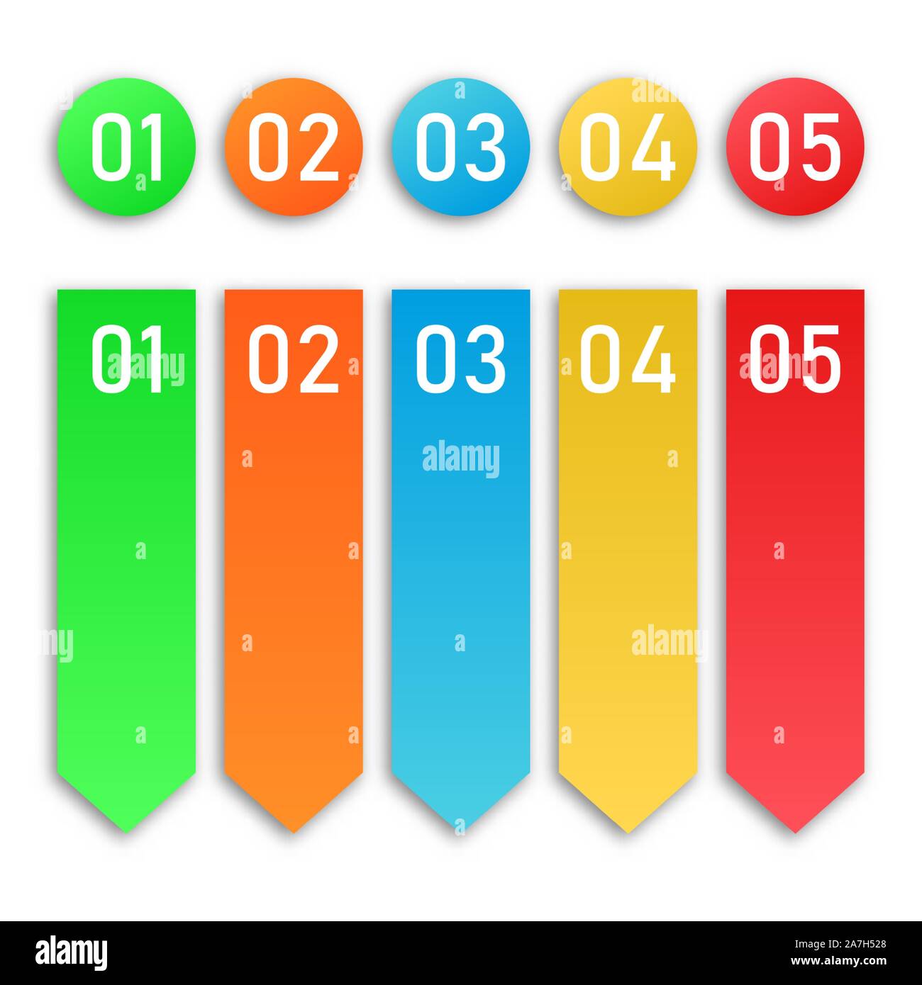 Colored process steps. Vector Infographic elements. Numbers of business steps Stock Vector