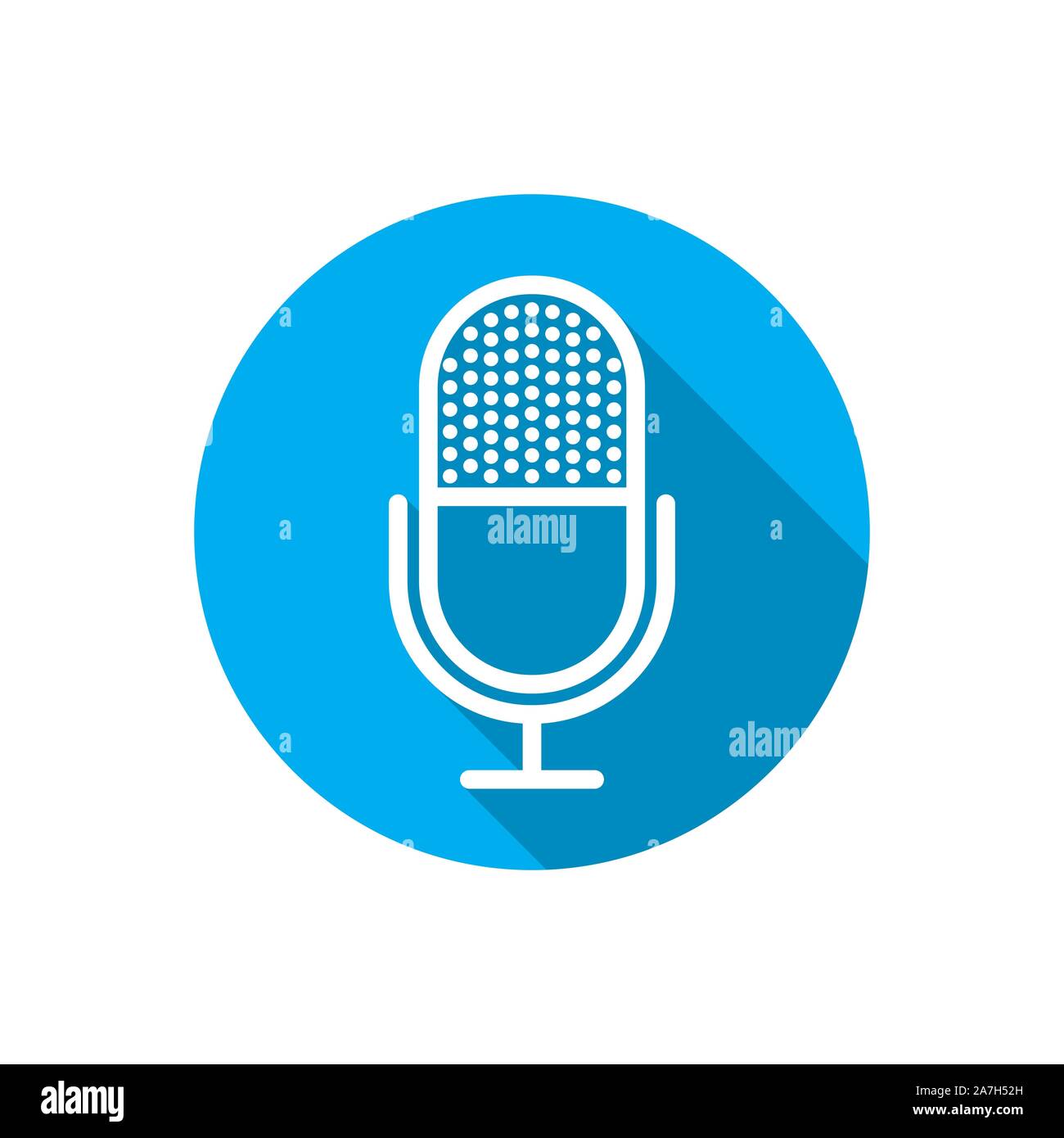Vector Microphone icon. Blue microphone button in flat design. Record