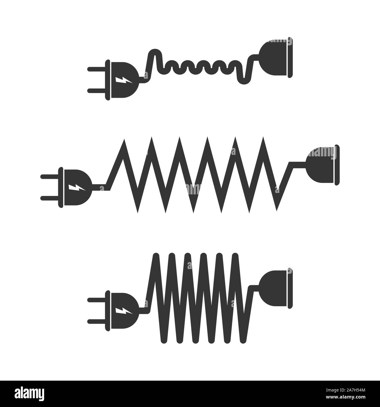 Vector set of extension cord icons. Wire plug, socket, cable. Vector