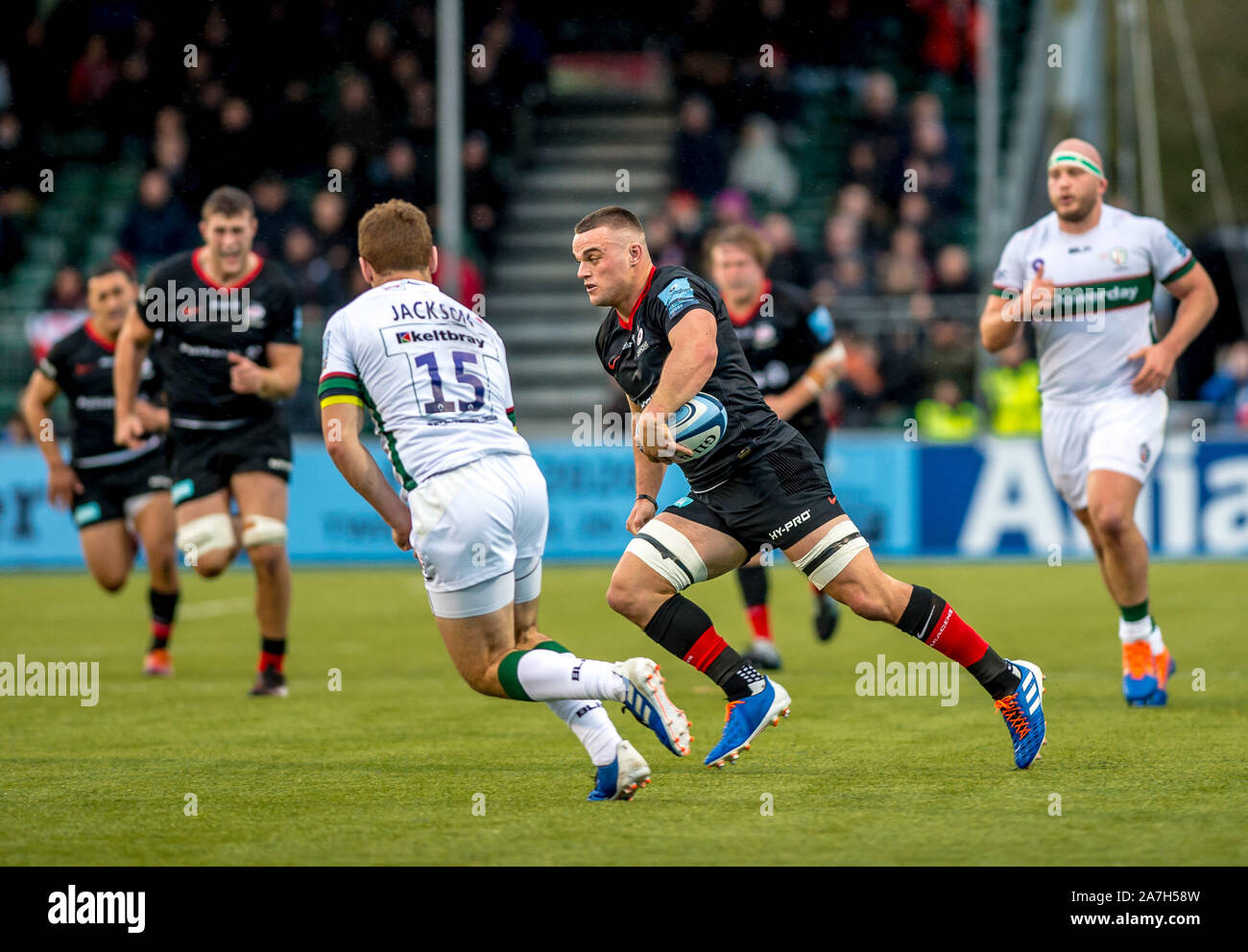 London, UK. 02nd Nov, 2019. Ben Earl of Saracens with the ball during the Gallagher Premiership Rugby match between Saracens and London Irish at the Allianz Park, London, England. Photo by Phil Hutchinson. Credit: UK Sports Pics Ltd/Alamy Live News Stock Photo