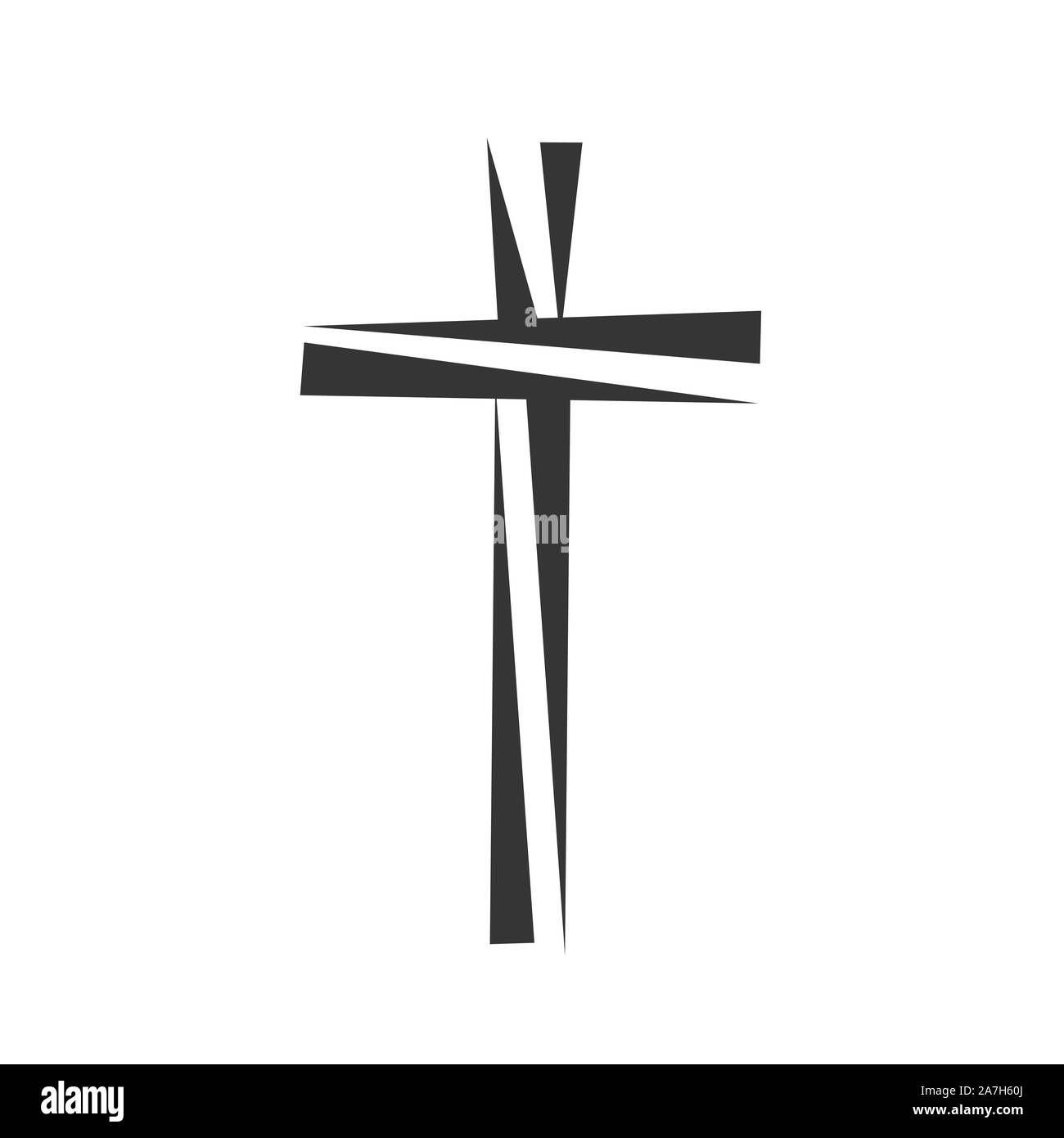 Christian Cross icon. Church cross isolated. Black religion vector