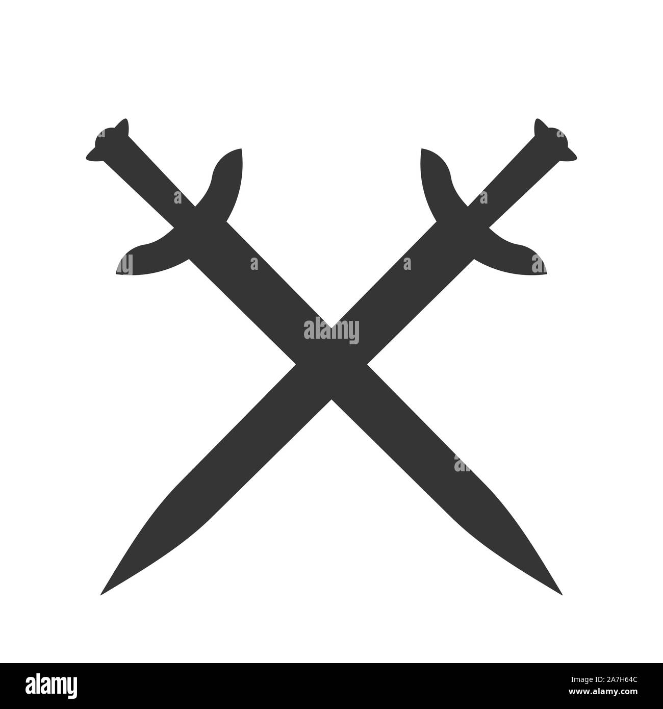 Two Medieval Knight Crossed Swords Isolated Vector Emblem Black And White  Illustration Stock Illustration - Download Image Now - iStock