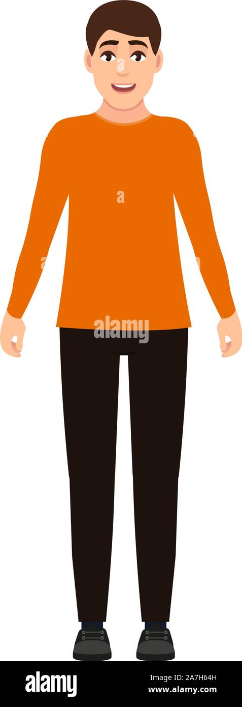 Happy young guy in flat style vector illustration isolated on white ...