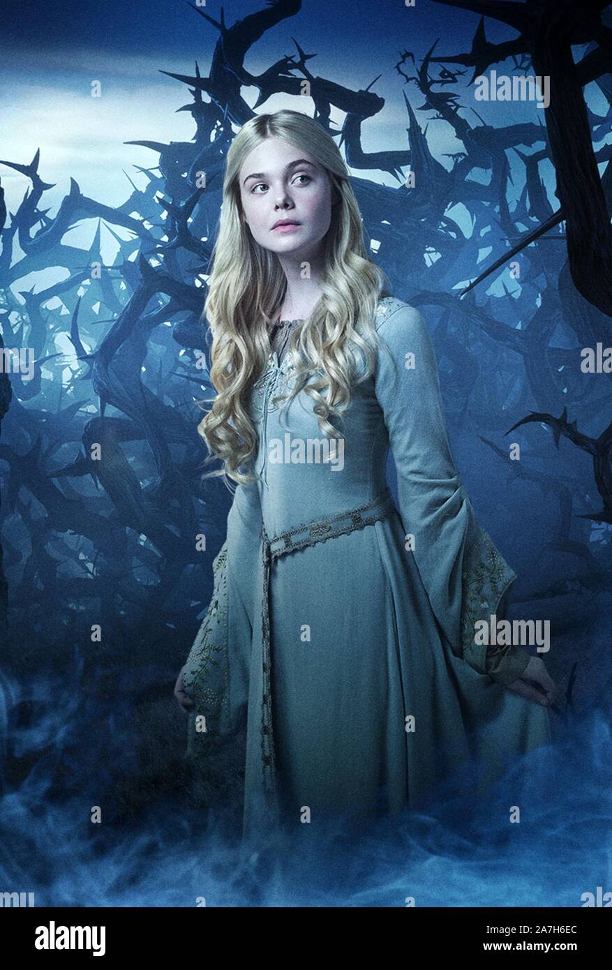 ELLE FANNING in MALEFICENT (2014), directed by ROBERT STROMBERG. Credit:  MOVING PICTURE COMPANY / Album Stock Photo - Alamy, image size:877x1390