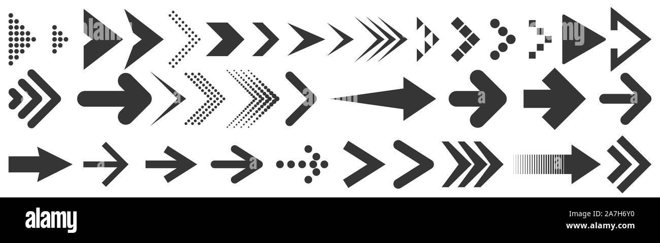 Vector Arrows set. Black arrows isolated. Arrows icon. Location arrows Stock Vector