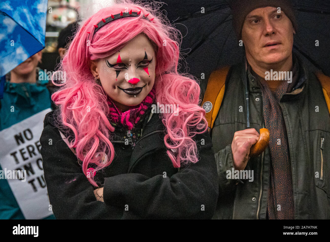 London, UK. 2nd November 2019. A protest in Soho Square opposed the activities of a new hate group which promotes transphobia, calling itself the 'LGB Alliance', claiming it is protecting LGB people. The protest pointed out that trans and non-binary people have always been a part of the gay community and played an important part in the fight for gay rights and there is no place for such bi-phobic and gay-separist views in the gay community. Peter Marshall/Alamy Live News Stock Photo
