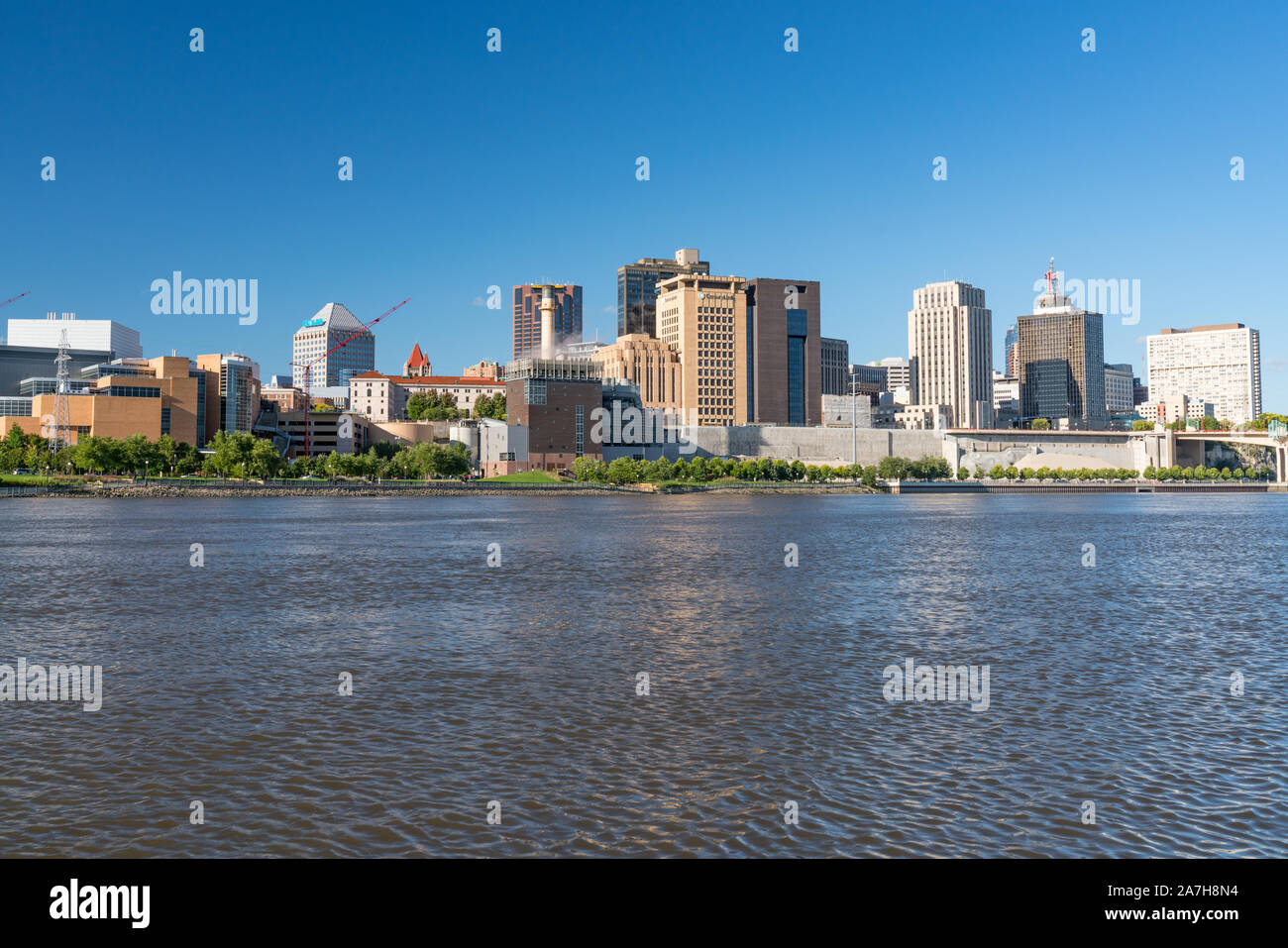Saint Paul, MN - September 23, 2019: St. Paul, Minnesota Skyline along the Mississippi River Stock Photo