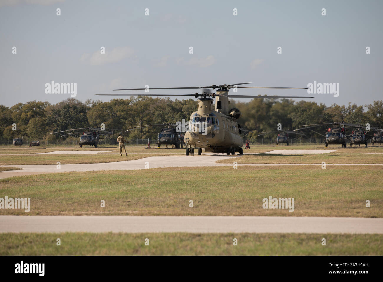 Did you know that the 34th Expeditionary Combat Aviation Brigade has elements throughout the nation? While the Brigade is based out of Minnesota, we have counterparts in New Hampshire, Nevada, Michigan, Montana, Mississippi, Indiana, Iowa, Ohio and Oklahoma. This allows our aircraft to be spaced throughout the nation for faster natural disaster relief such as flooding or fire rescue missions.    Over the past few days, members from the Minnesota National Guard's 2nd Battalion, 147th Assault Helicopter Battalion, Michigan National Guard's Charlie Company, 3-238th General Aviation Support Battal Stock Photo