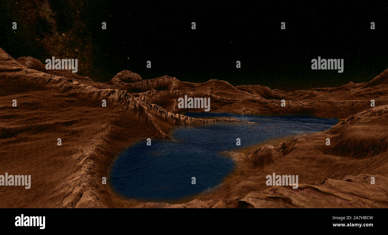 Alien Landscape extremely detailed 3d image of an earth like exoplanet enivornment Stock Photo