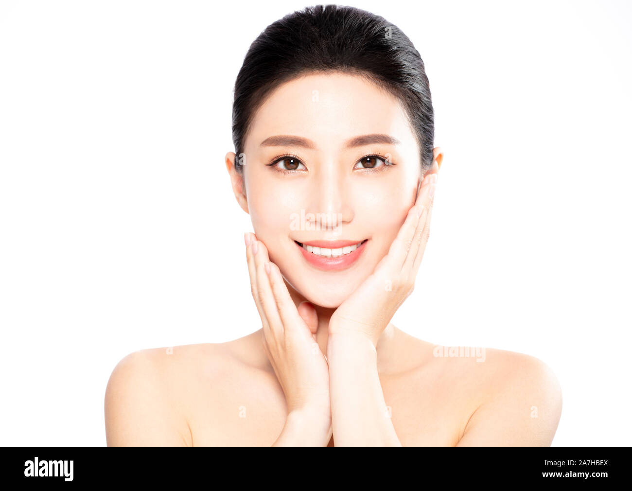 Beautiful face of young woman with clean fresh skin Stock Photo - Alamy
