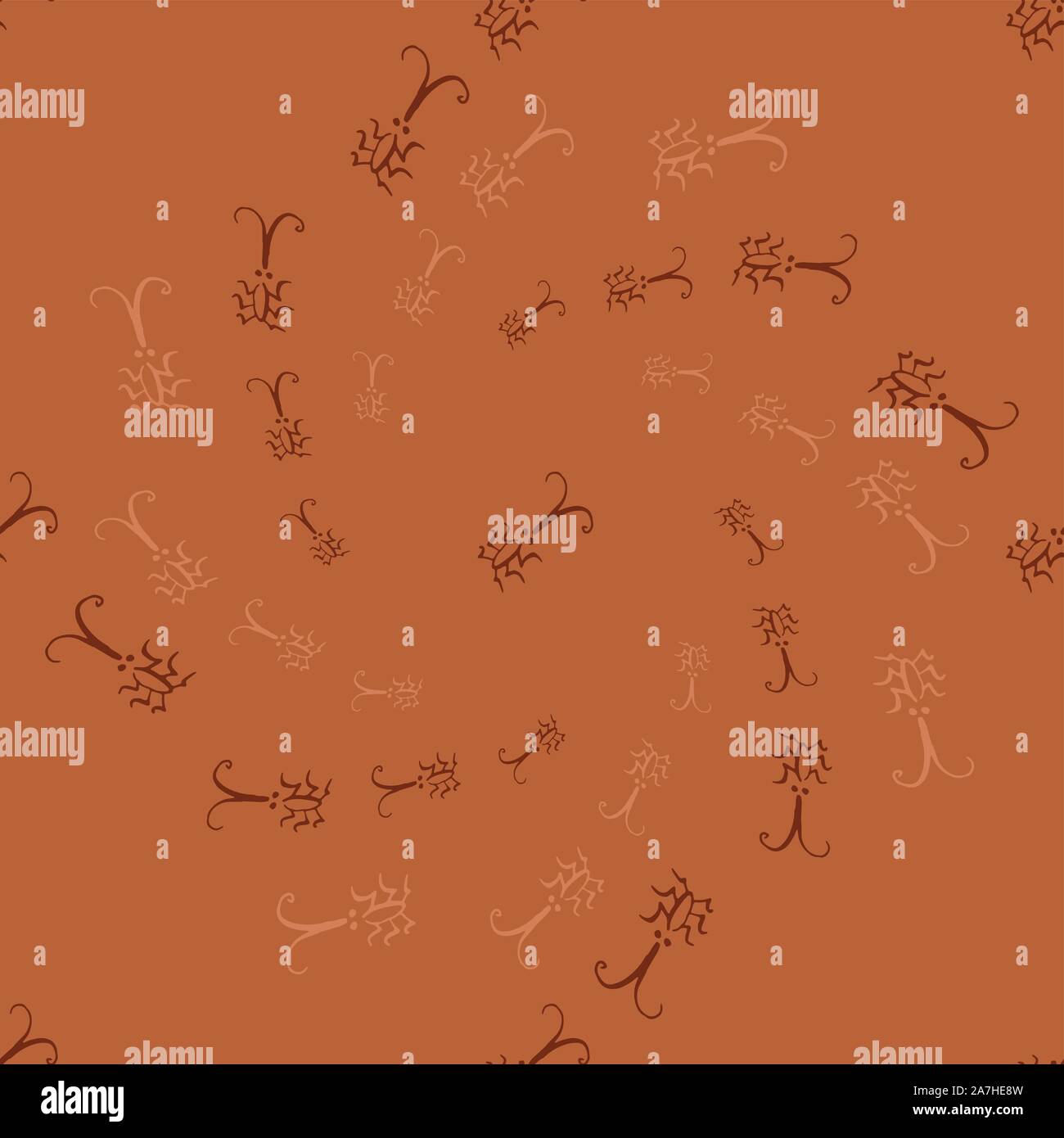 Seamless pattern with bugs and traces Stock Vector