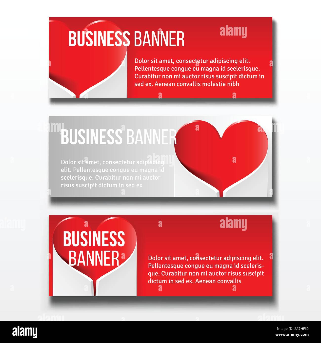 Set of three business banners with hearts for Valentines Day Stock ...
