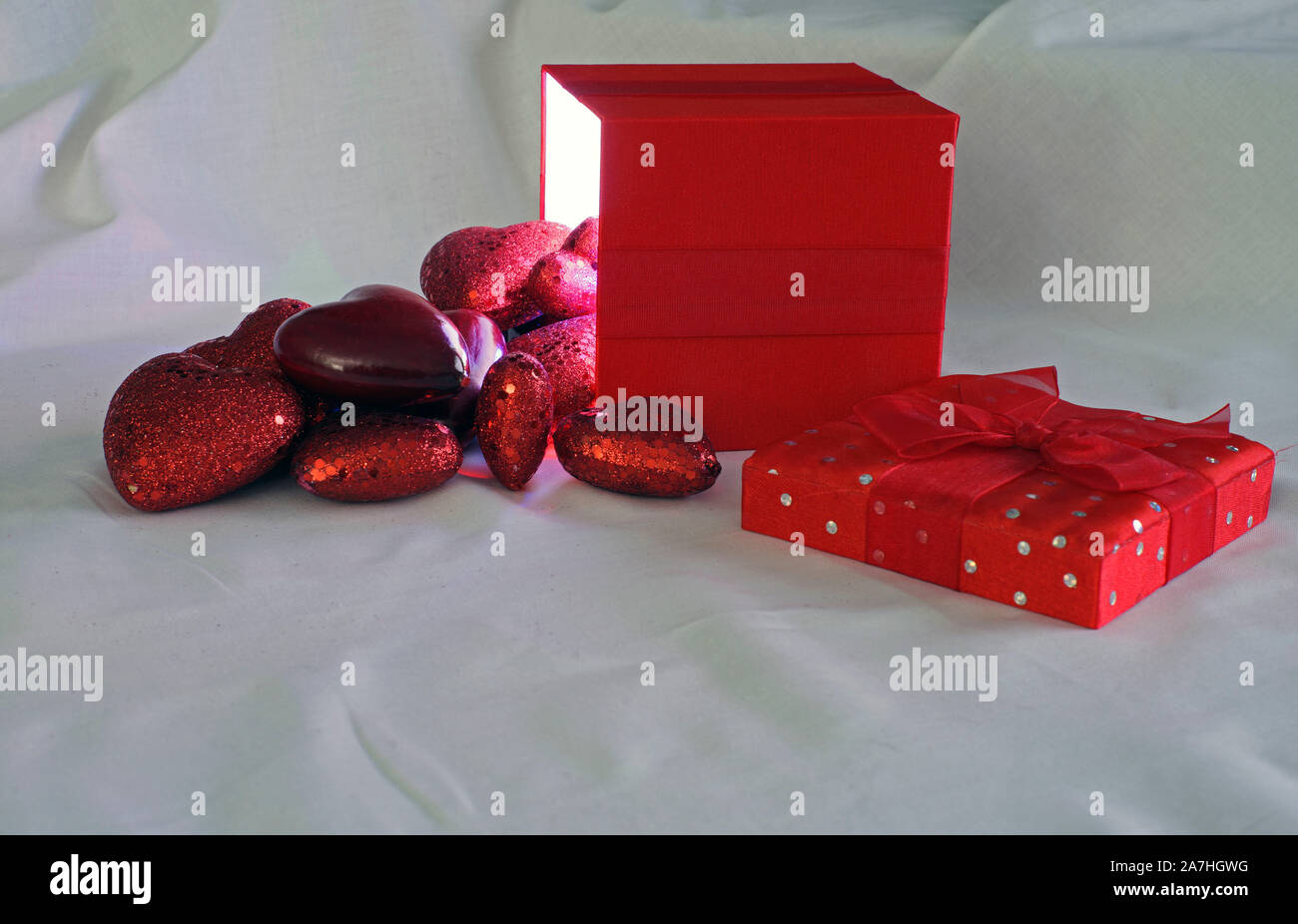 Valentines Day box of hearts Stock Photo