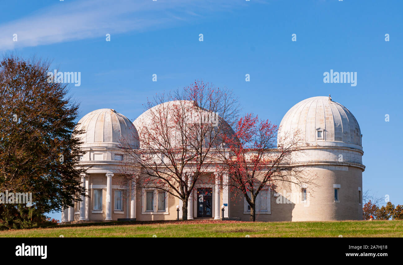 The Allegheny Observatory, operated by the University of Pittsburgh in Riverview Park on the north side of the city in fall, Pittsburgh, PA, USA Stock Photo