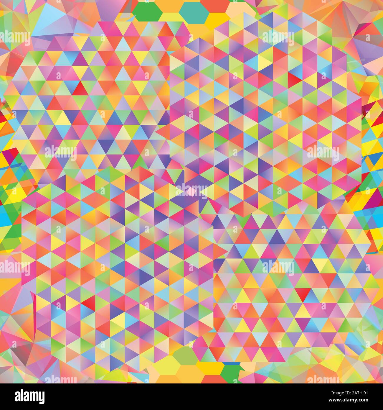 Seamless pattern with gainbow colored glitch styled bright messy shapes Stock Vector