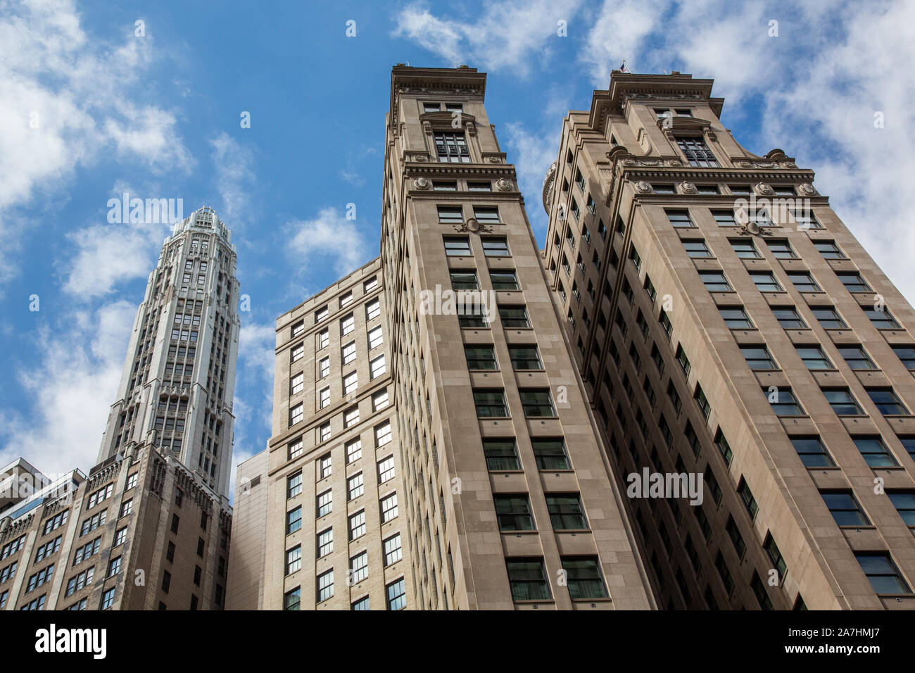 London Guarantee and Accident Building, and Mather Tower, The Loop, Chicago, USA Stock Photo