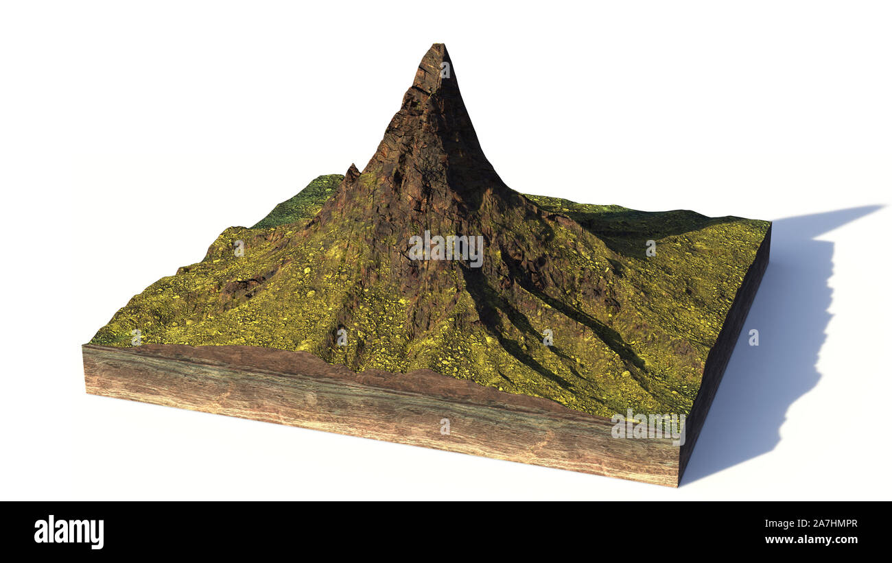 model of a cross section of ground with high mountain Stock Photo