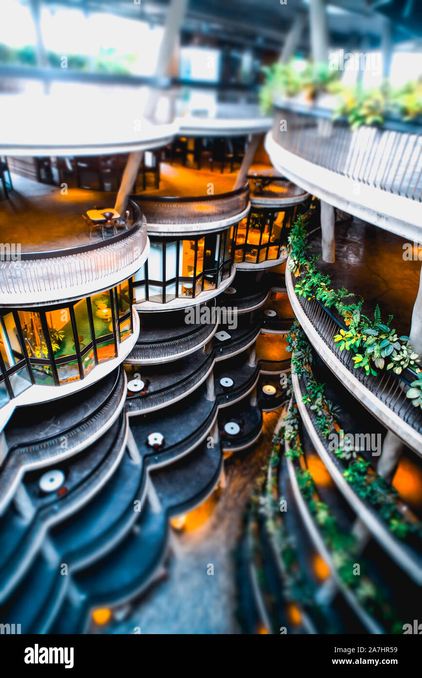 The Hive is an architectural marvel of Singapore, a learning hub of the Nanyang Technological University. Stock Photo