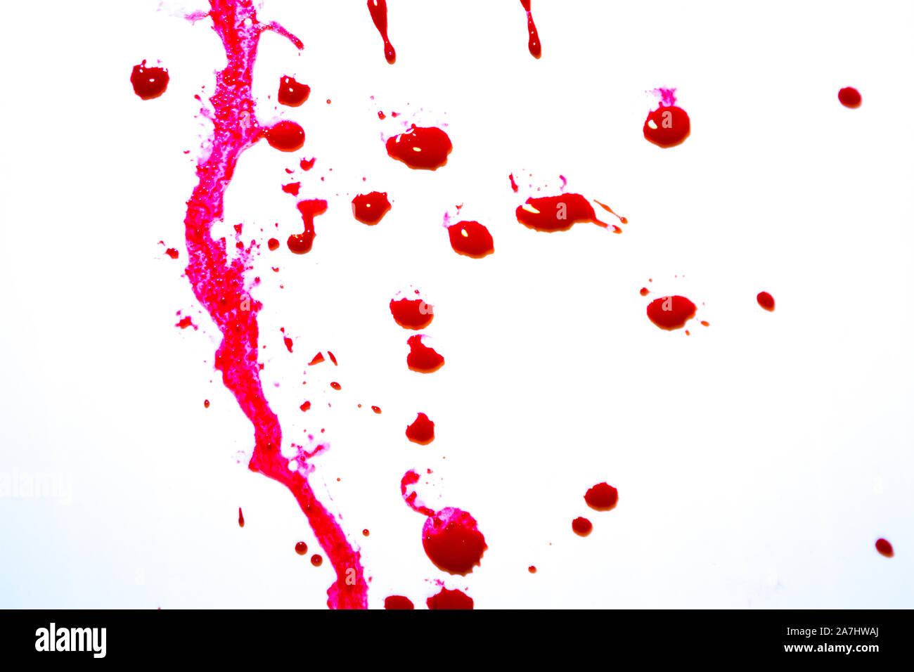 Blood drops on white background. Not isolated Stock Photo