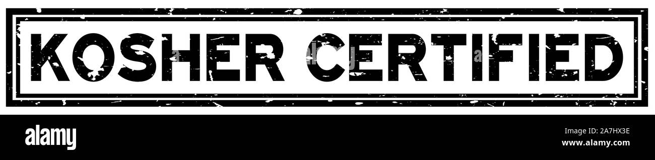 Grunge black kosher certified word square rubber seal stamp on white ...