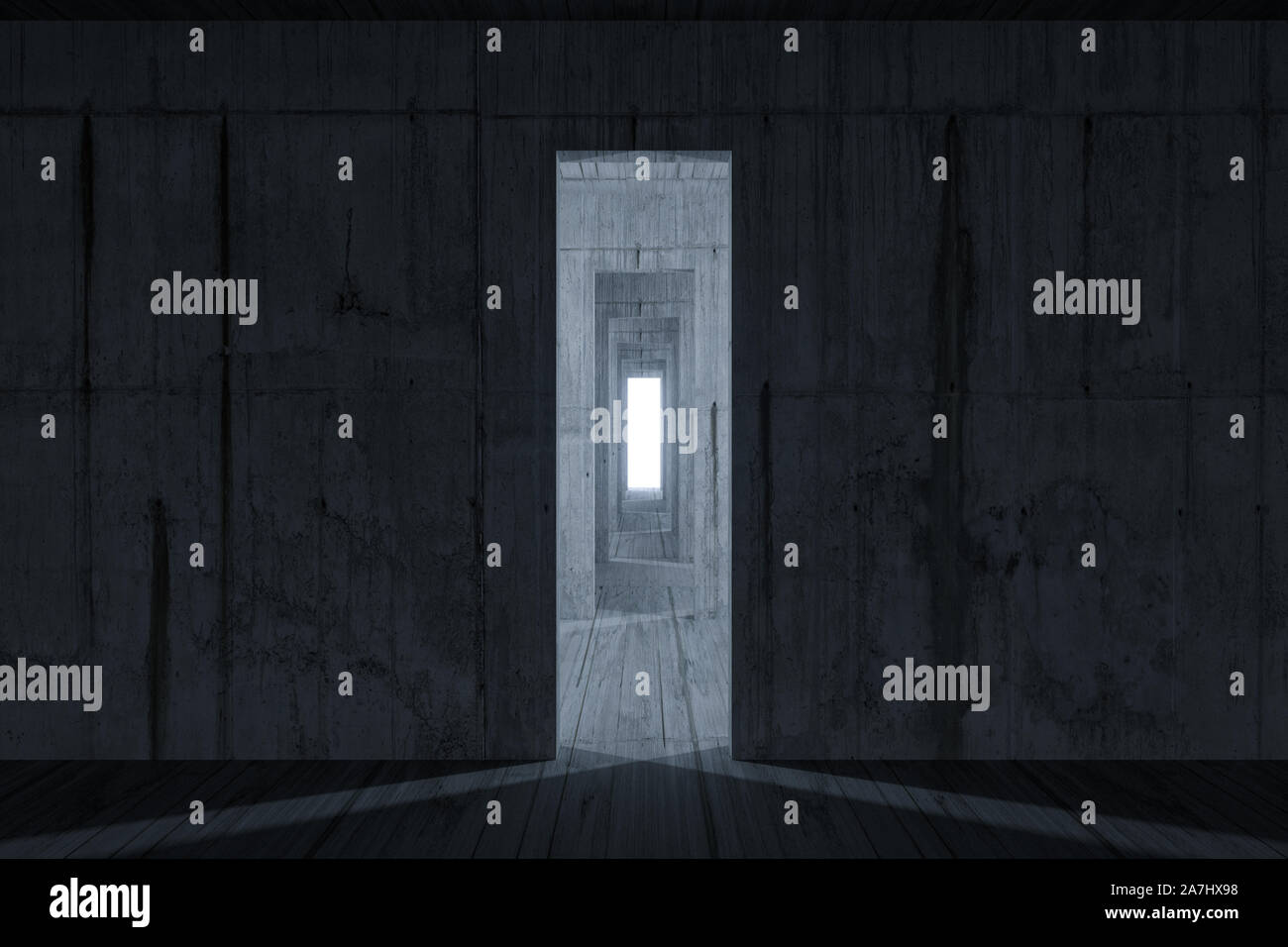 Dark Room With A Glowing And Bright Door 3d Rendering Computer Digital Drawing Stock Photo Alamy