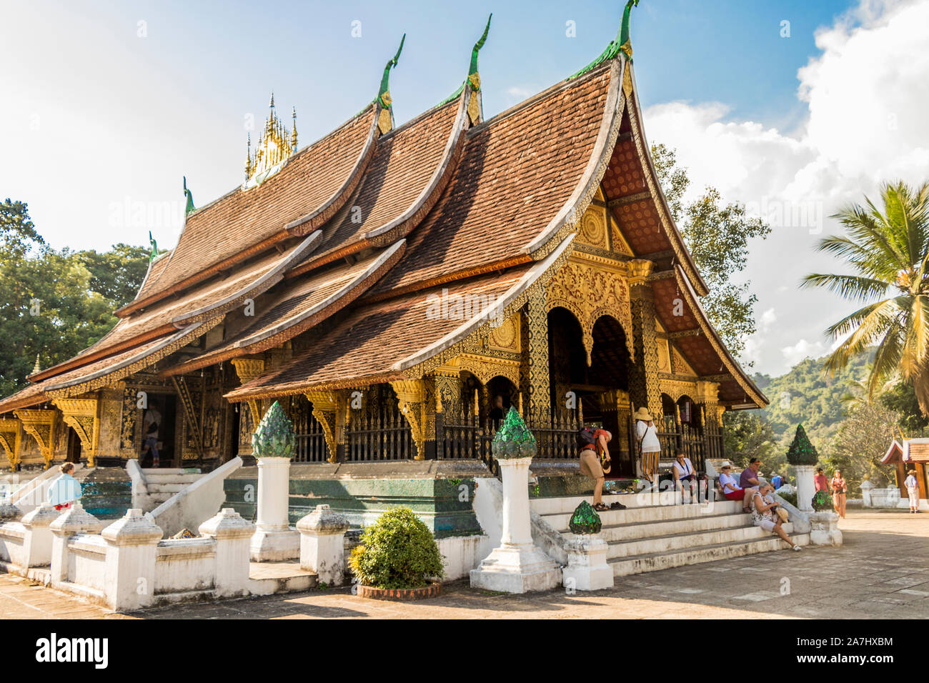Wat Xieng Thong, temple of the Golden City, a Buddhist temple in Luang Prabang, Laos. Vat Visoun Stock Photo