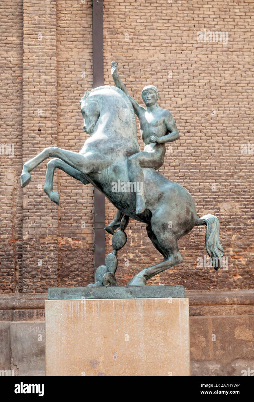 Equestrian sculpture in zaragoza, Spain Stock Photo Alamy