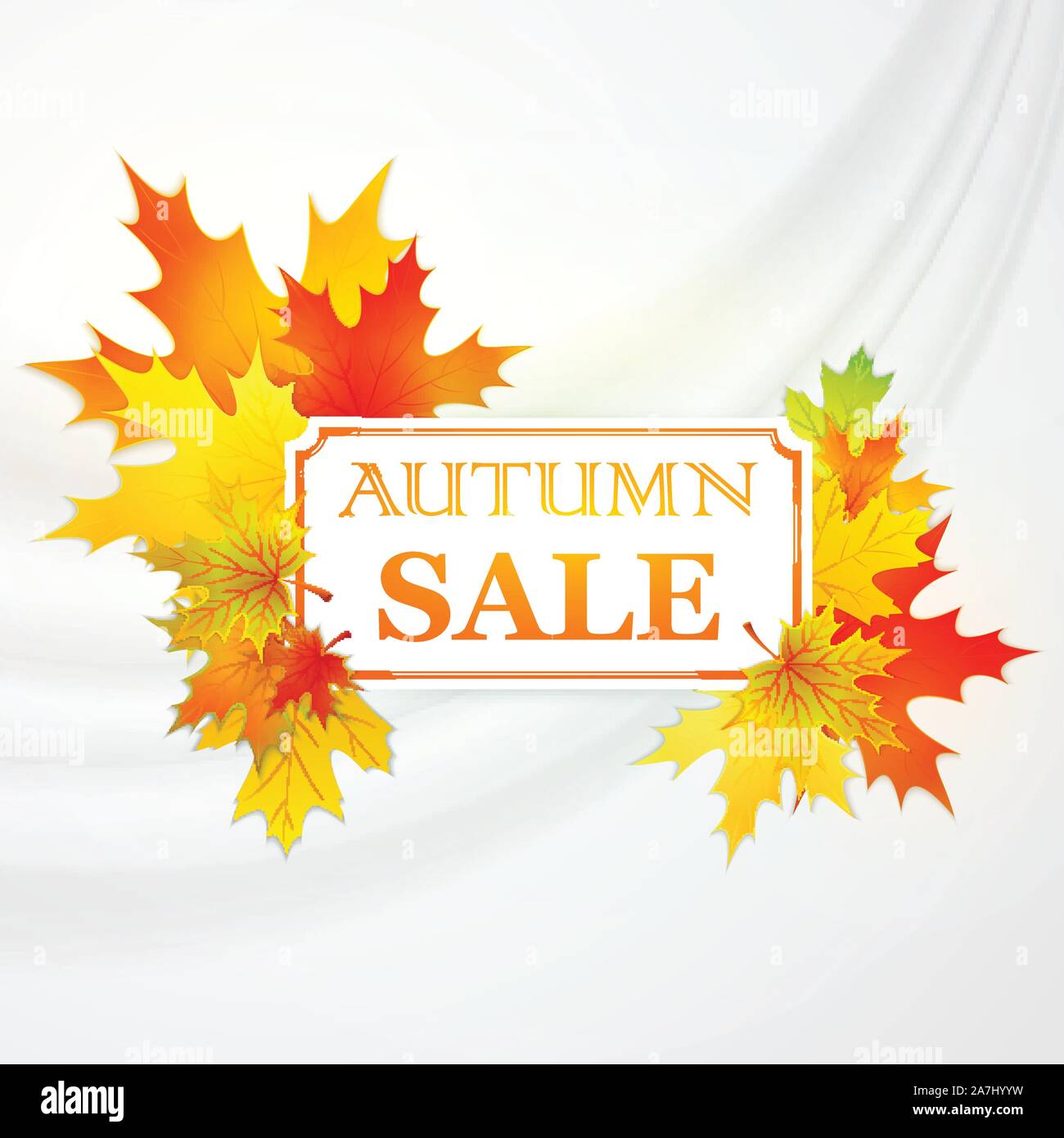 Autumnal frame with fallen leafs. . Vector illustration Stock Vector