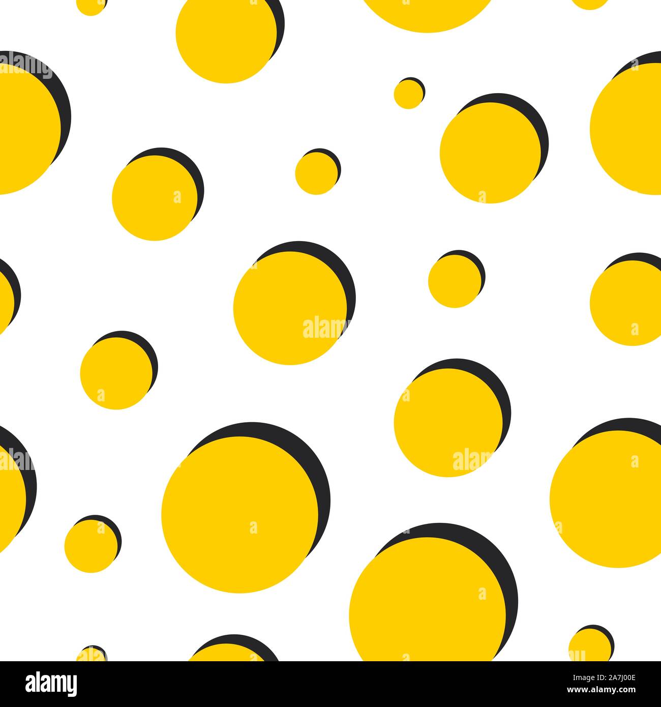 Circle seamless pattern for textile, repeat geometric background, abstract round print, vector white and yellow texture Stock Vector