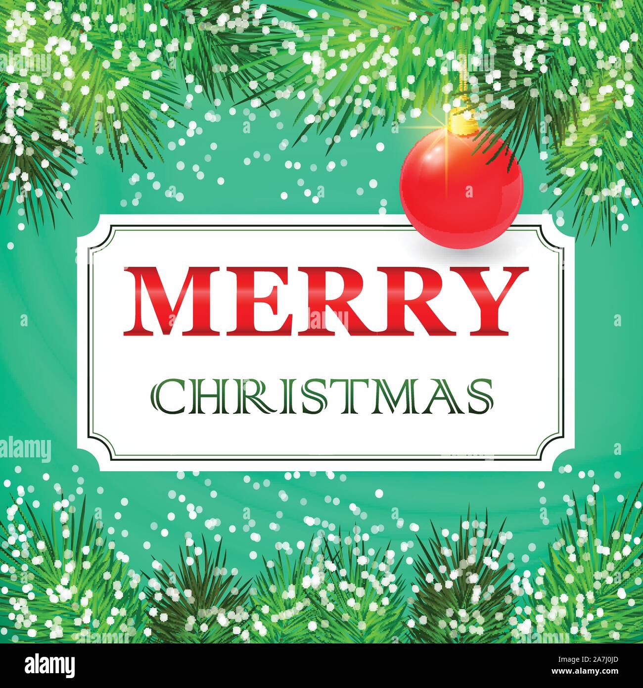 Merry Christmas Card design with fir branches. Vector illustration ...