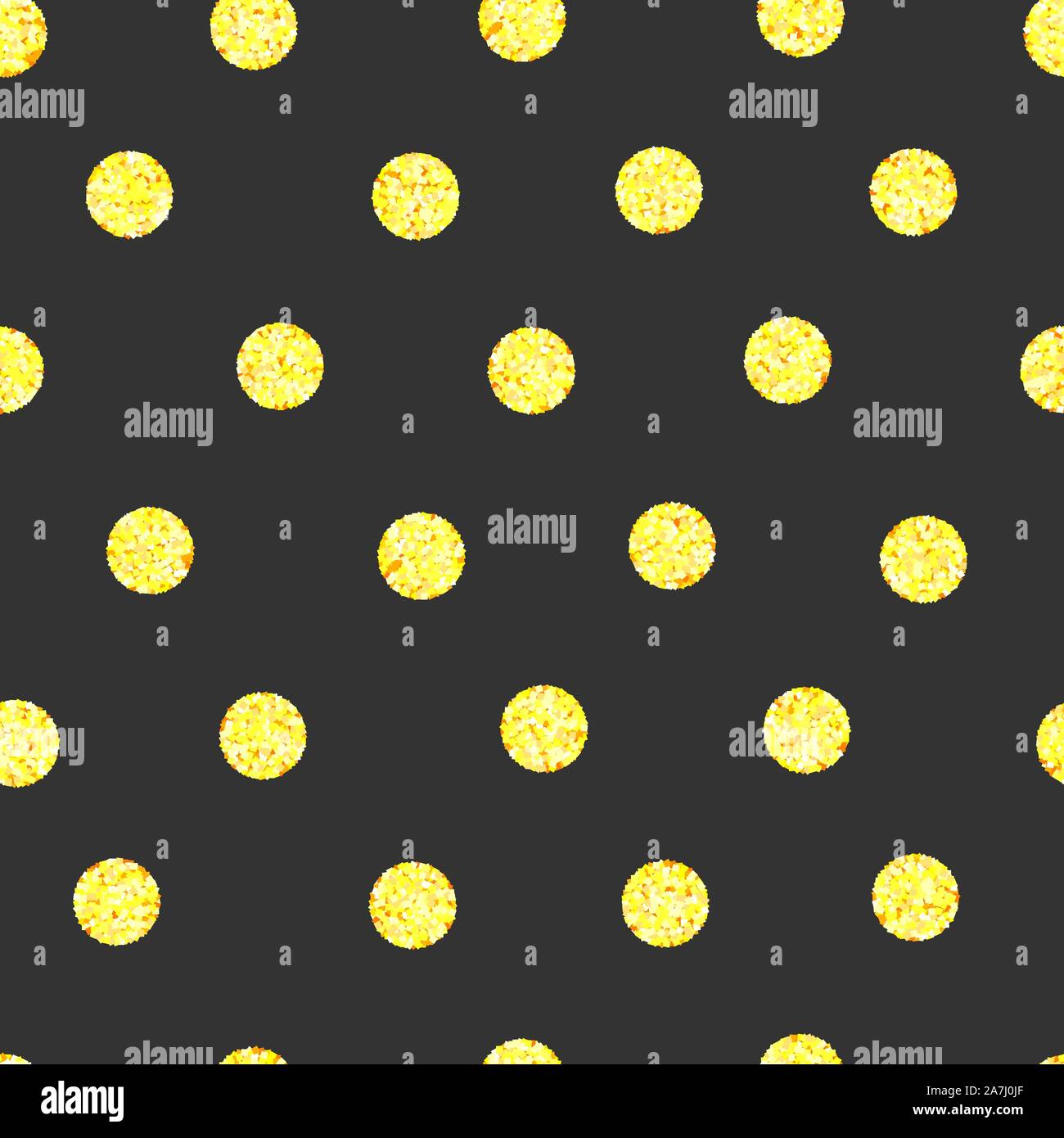 Polka dot glittering seamless parttern, background with golden circles, vector shining rounds, paper wrapping for gift, vector luxury texture Stock Vector