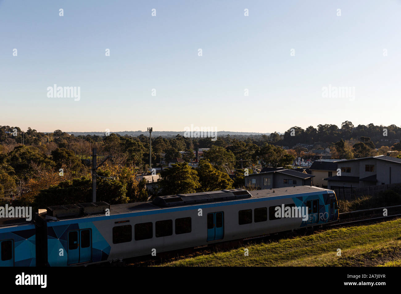 Regional train line running metro bound train service in Australia
