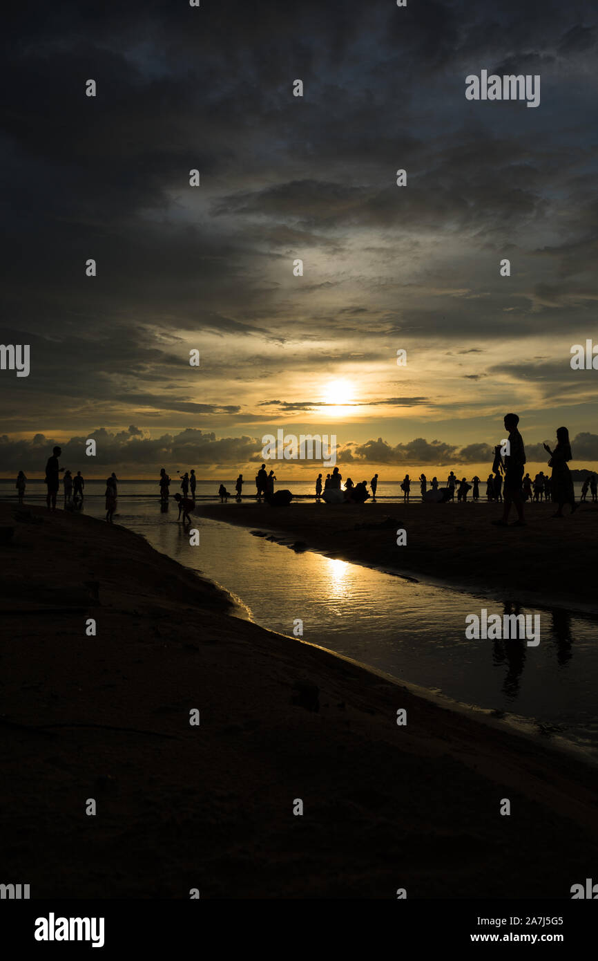 a view of the beach during sunset Stock Photo