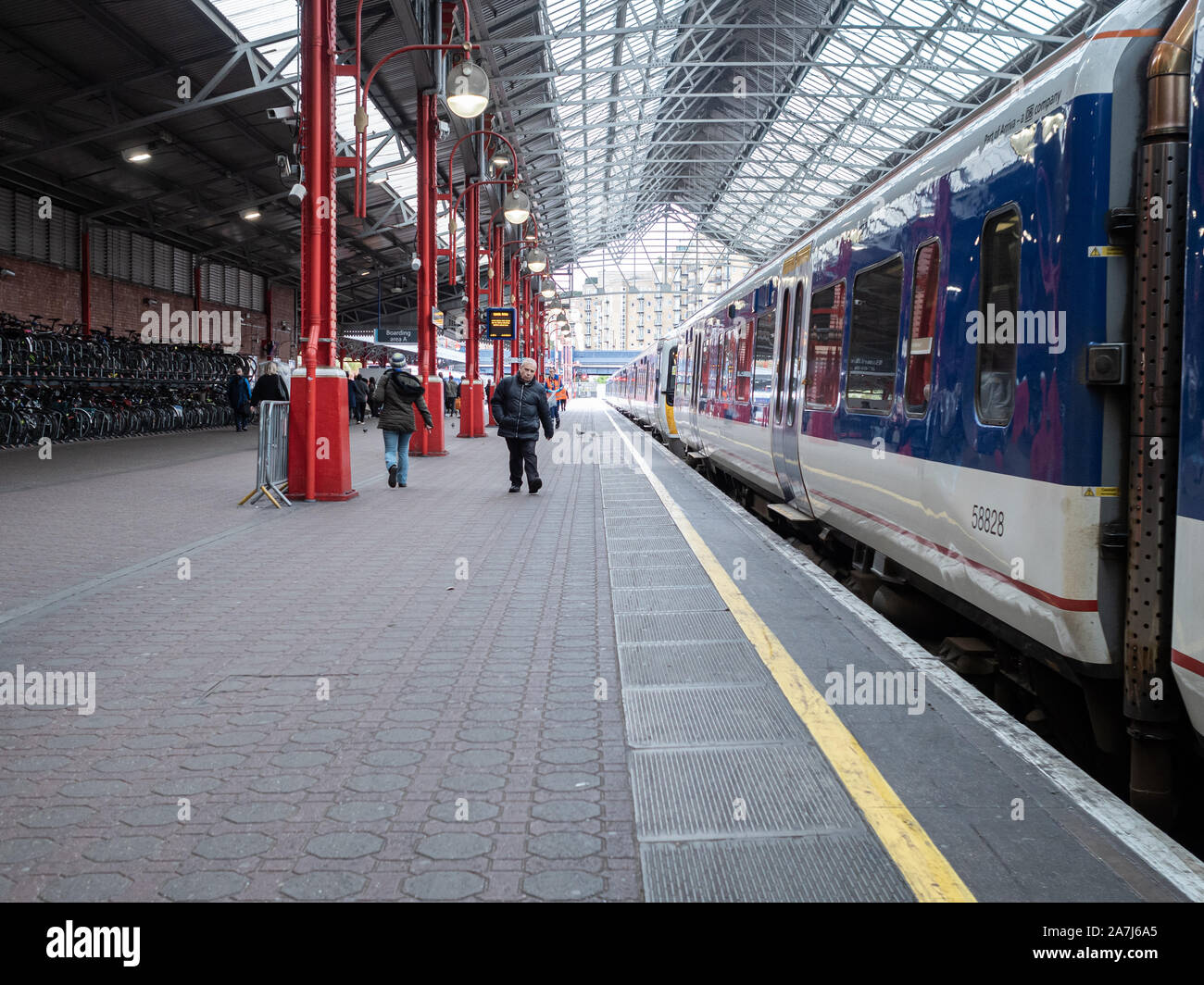 LONDON UK - OCTOBER 27 2019: passengers on the platform at London Marylebone station Stock Photo