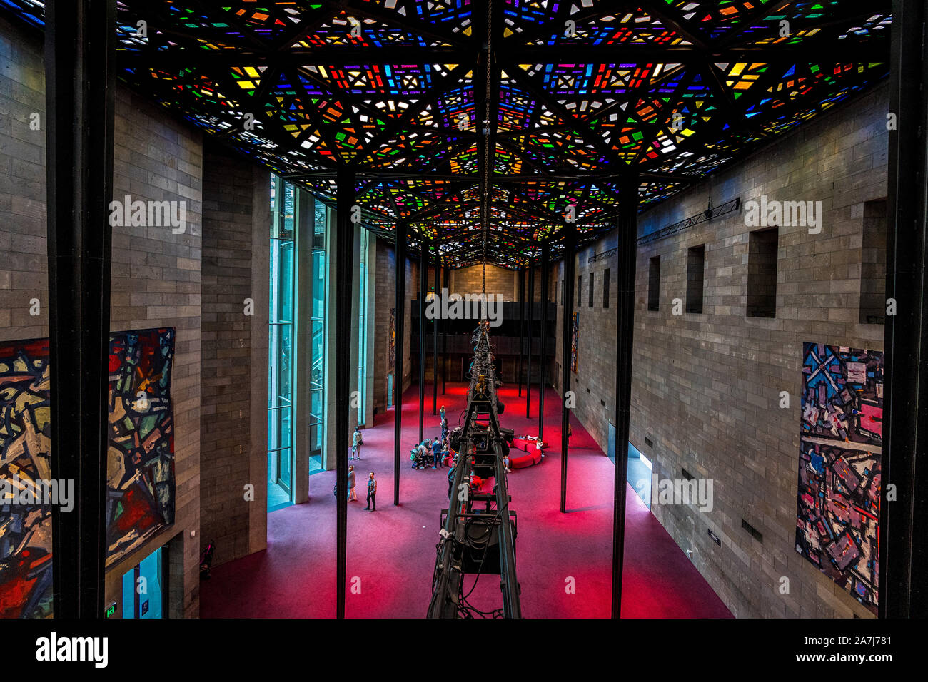 2 Nov 19. Melbourne, Victoria. Stained glass roof in  the  National Gallery of Victoria Stock Photo
